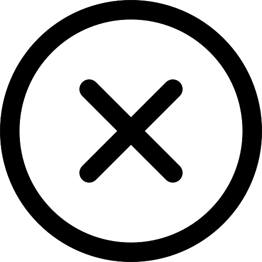close cross in circular outlined interface button
