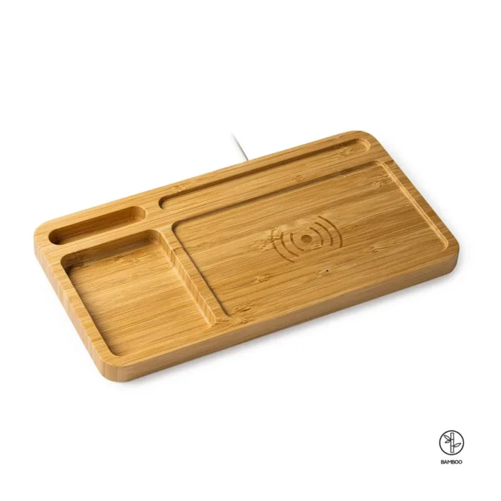 Cargador Inalámbrico con Organizador de Bambú Natural Stamina Core 3024