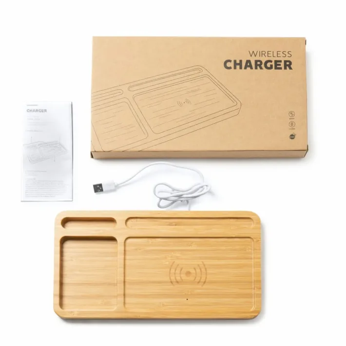 Cargador Inalámbrico con Organizador de Bambú Natural Stamina Core 3024 - Imagen 4