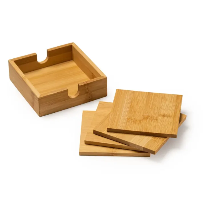 Set de 4 Posavasos de Bambú Natural Stamina Algor 4113
