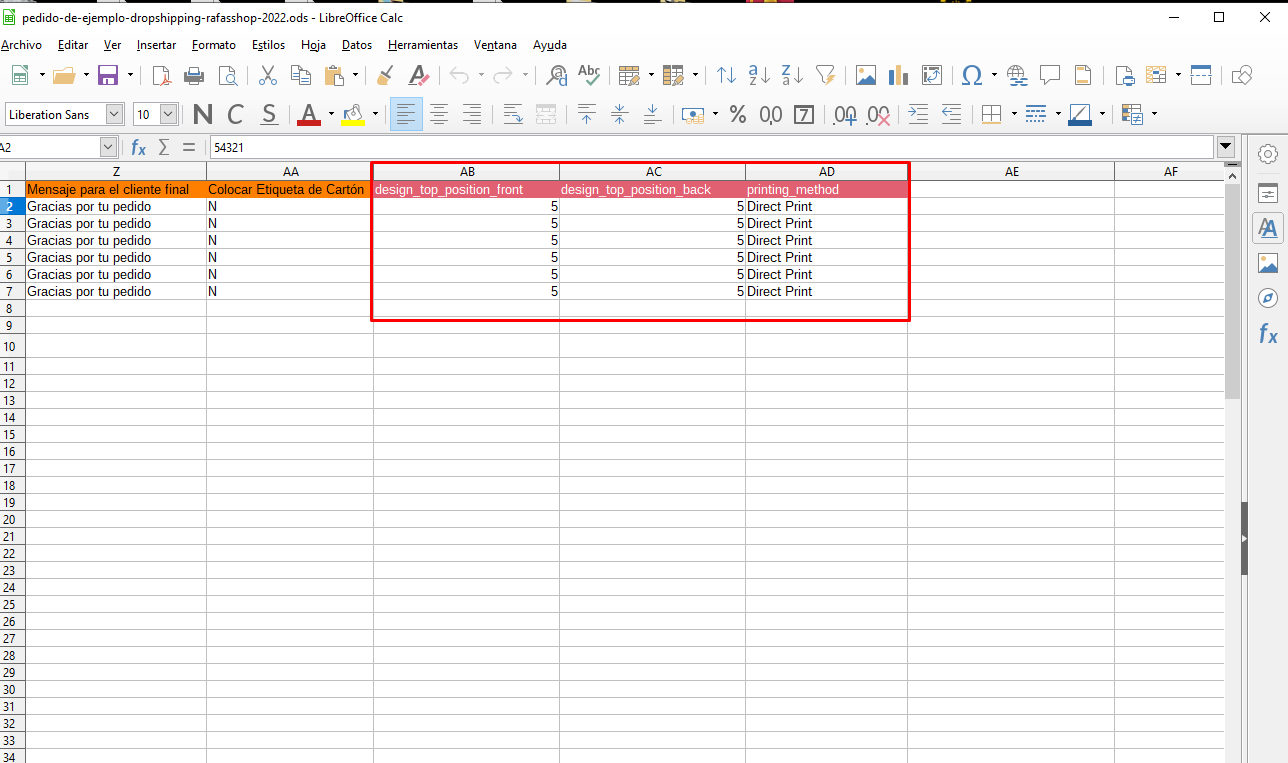 nuevas columnas csv dropshipping