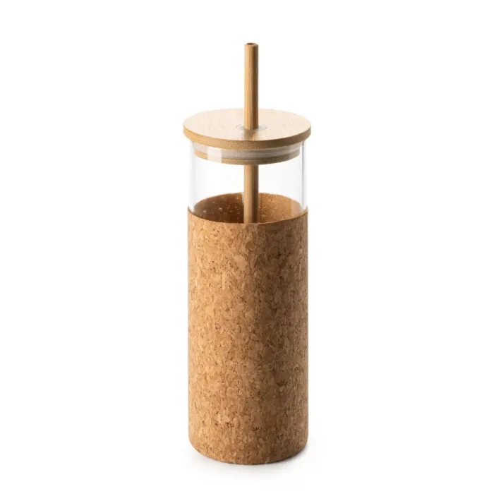 *OUTLET* Vaso con Tapa y Pajita en Bambú Stamina Iroko 4138